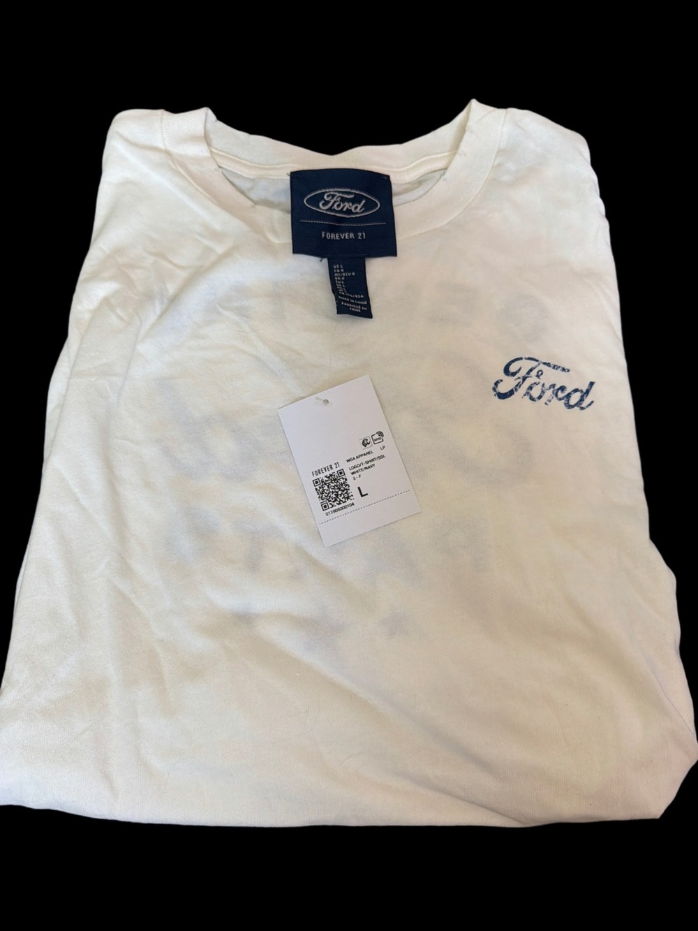 Ford White Tee with Blue Script Logo